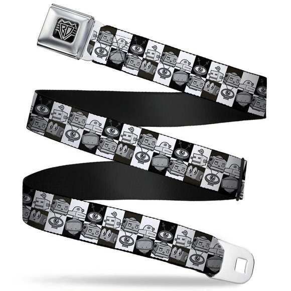 Accessories - 3915 Seatbelt Belt - Robot Heads Checkers Black/White - 1.5" Wide - 32-52